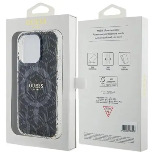 Husa Protectie Spate Guess GCube MagSafe pentru Apple iPhone 15 Pro (Negru)
