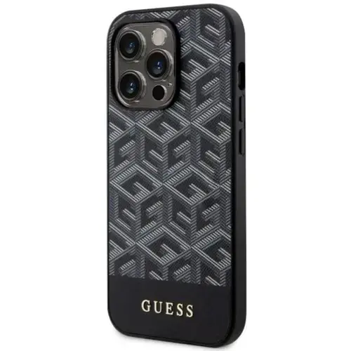 Husa Protectie Spate Guess GUHMP14LHGCFSEK GCube Stripes MagSafe pentru Apple iPhone 14 Pro (Negru)