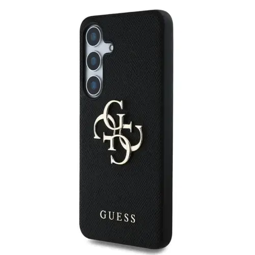 Husa Protectie Spate Guess PU Grained 4G Metal Logo pentru Samsung Galaxy S25 (Negru)