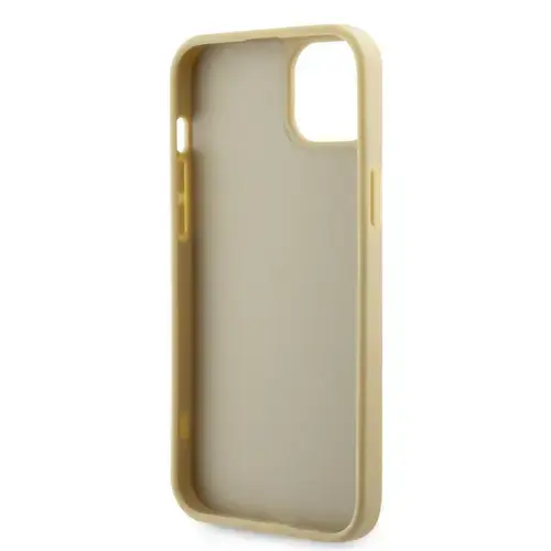 Husa Protectie Spate Guess Rhinestones Triangle Metal Logo pentru Apple iPhone 14 (Auriu)