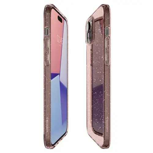 Husa Protectie Spate Spigen Liquid Crystal Glitter pentru Apple iPhone 15 Plus (Roz/Transparent)