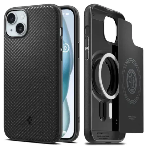 Husa protectie spate Spigen Mag Armor ACS06815, MagSafe, pentru Apple iPhone 15 (Negru)