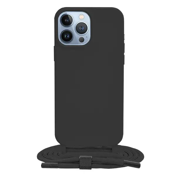 Husa silicon cu snur Crossbody Lanyard - Apple iPhone 13 Pro Max - Black - iPhone 13 Pro Max