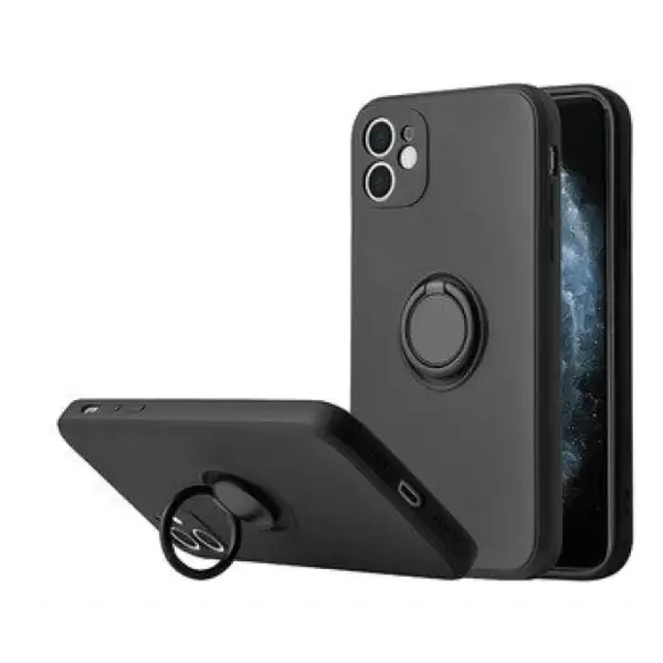Husa Silicon Finger Grip pentru Apple Iphone 11 Negru - iPhone 11