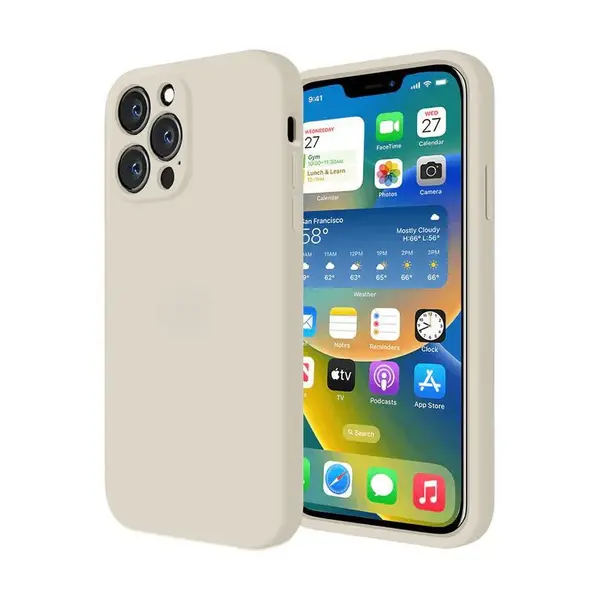 Husa Silicon Interior Microfibra Antique White Full Camera Apple iPhone 13 Pro Max - iPhone 13 Pro Max