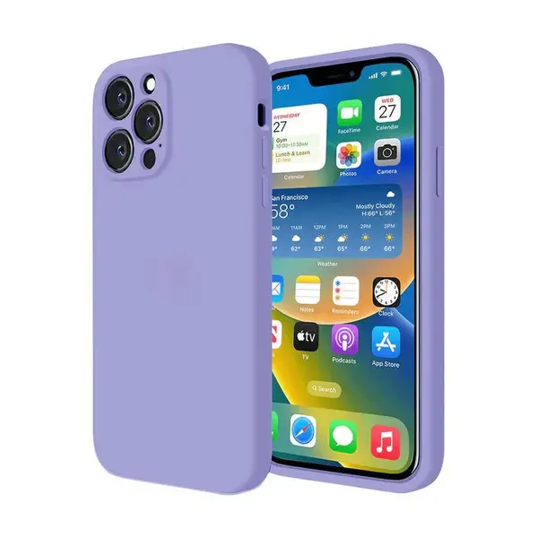 Husa Silicon Interior Microfibra Lila Full Camera Apple iPhone 13 Pro Max - iPhone 13 Pro Max