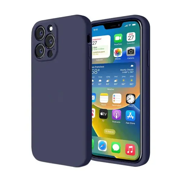 Husa Silicon Interior Microfibra Midnight Blue Full Camera Apple iPhone 13 - iPhone 13