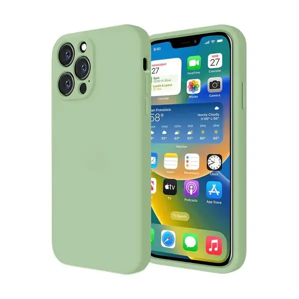 Husa Silicon Interior Microfibra Mint Full Camera Apple iPhone 13 - iPhone 13