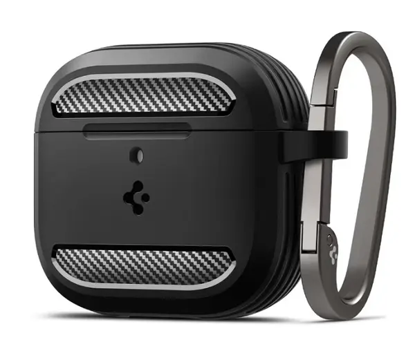 Husă Spigen - Rugged Armor, AirPods 4, negru