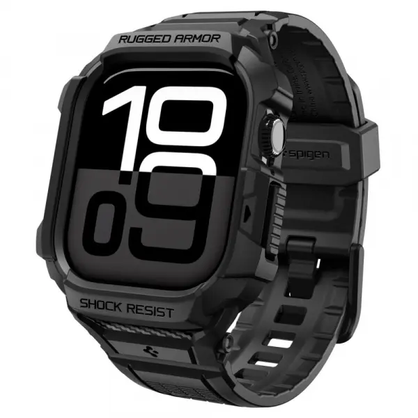 Husa Spigen Rugged Armor Pro V2 pentru Apple Watch Series 10 / 11 42mm, Neagra Mata ACS10494
