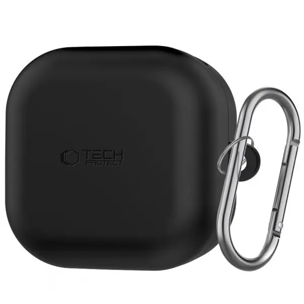 Husa Tech-Protect Silicone Hook pentru Samsung Galaxy Buds4 / Buds4 Pro, Neagra