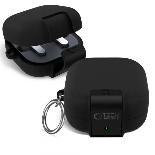 Husa Tech-Protect Slim Hook pentru Samsung Galaxy Buds4 / Buds4 Pro, Neagra