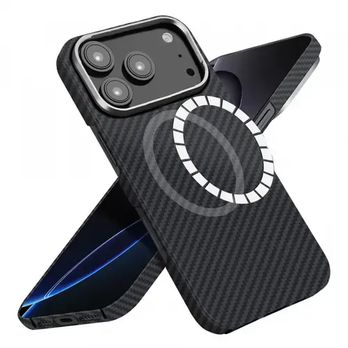 Husa Techsuit Aramid Fiber MagSafe pentru Apple iPhone 17 Pro Max, Neagra
