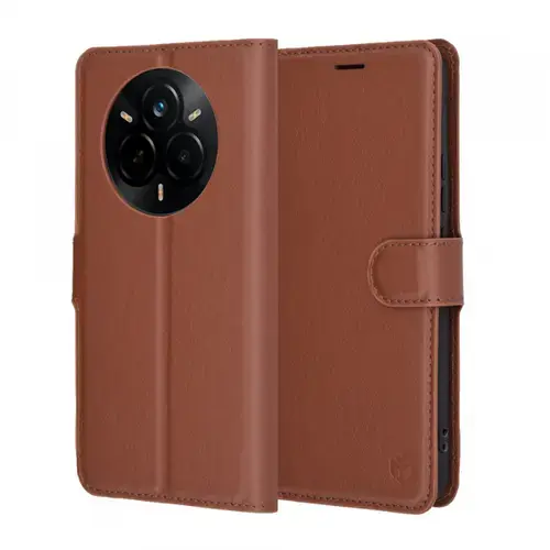 Husa Techsuit Leather Folio pentru Realme 14 Pro (Maro)