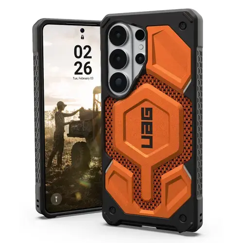 Husa telefon UAG Monarch Pro Magnetic pentru Samsung Galaxy S26 Ultra (Negru/Portocaliu)