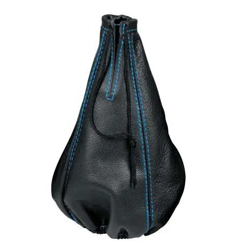 Husa universala schimbator viteze Lampa, piele neagra, cusatura bleu
