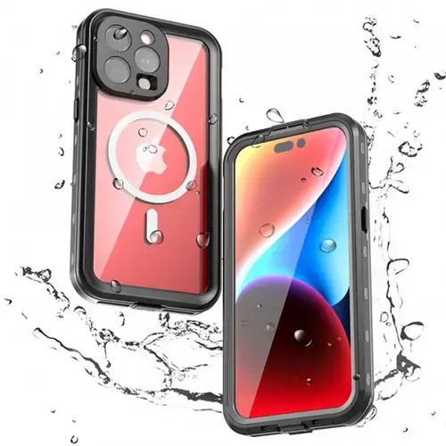 Husa Waterproof MagSafe pentru Apple iPhone 15 Pro Max, ShellBox, Neagra