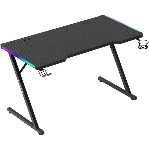 Huzaro Birou gaming Huzaro, Hero 2.5, RGB LED, 120 x 60 x 75 cm, Iluminare LED, echipat cu o intrare USB 2.0, Negru