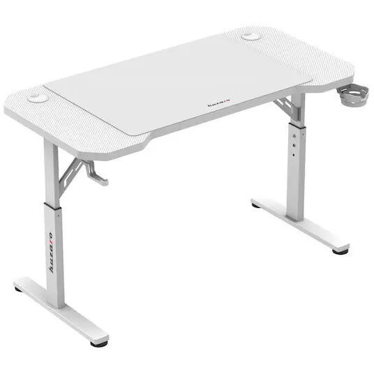 Huzaro Birou gaming Huzaro Hero 2.6, dimensiuni 120 x 60 cm, inaltime reglabila 56-79 cm, Suport casti si pahar, Organizator cabluri, Picioare ajustabile, Alb