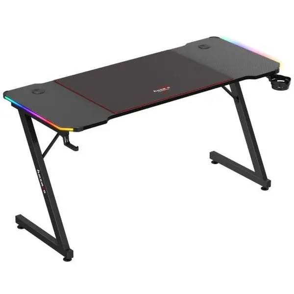 Huzaro Birou gaming Huzaro Hero 3.3 RGB, dimensiuni 140 cm x 60 cm, inaltime 74 cm, Mouse Pad XXL inclus, Negru