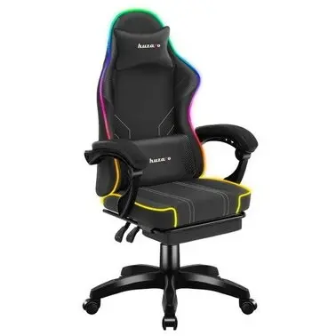 Huzaro Scaun de gaming Huzaro 3.7, RGB, LED, scaun de gaming cu suport pentru picioare, Negru