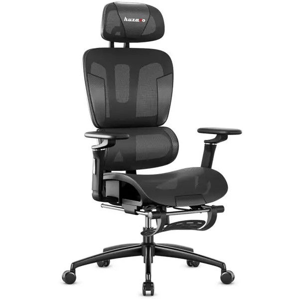 Huzaro Scaun de gaming Huzaro Combat 7.9, Max 140 kg, Cotiere cu reglare 5D, Suport picioare, Spatar si tetiera reglabila, Mesh HD, Negru