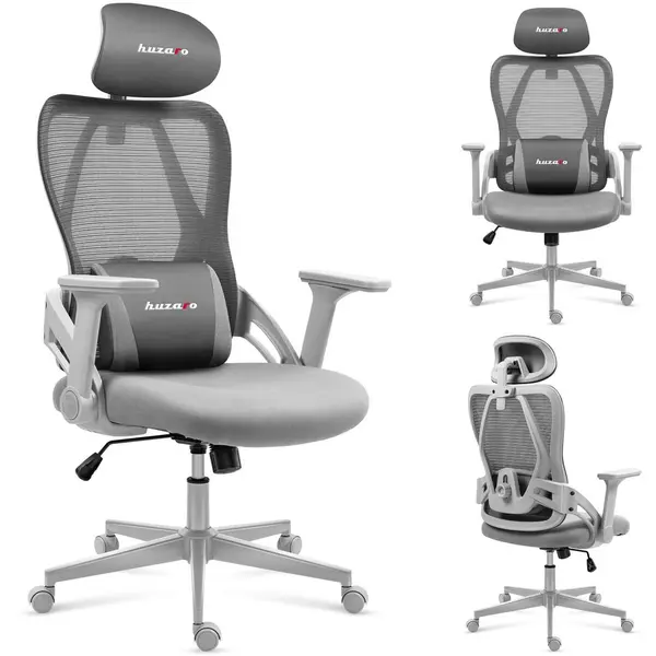 Huzaro Scaun gaming Huzaro Combat 2.7, cotiere 3D reglabile, suport lombar, Gri