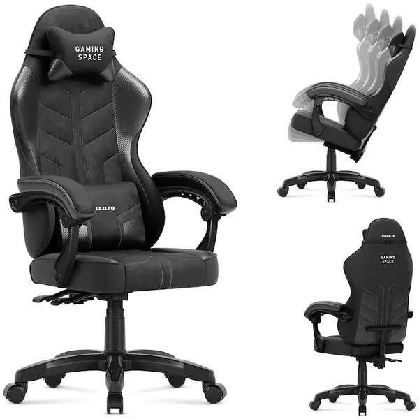 Huzaro Scaun gaming Huzaro Force 2.7, reglabil, ergonomic, velur, spatar inclinabil pana la 135°, sarcina maxima 140 kg, Negru
