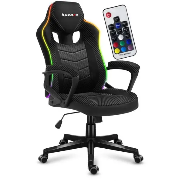 Huzaro Scaun gaming Huzaro HZ-Force 2.5 RGB, Mesh, RGB LED, Cotiere moi, Cadru otel, Functie balans SoftFlex, Negru