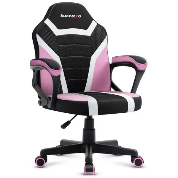 Huzaro Scaun gaming pentru copii Huzaro HZ-Ranger 1.0 Spider, Mesh respirabil, Cotiere moi, Roti din cauciuc, Reglaj inaltime, Design ergonomic (Negru/Roz)