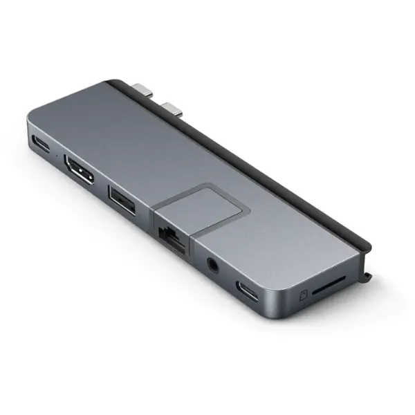 Hyper Hub 7-in-2 compatibil Hyper HyperDrive Dual USB-C cu adaptor extern USB-C universal, pentru toate dispozitivele Apple MB, Gri spatial