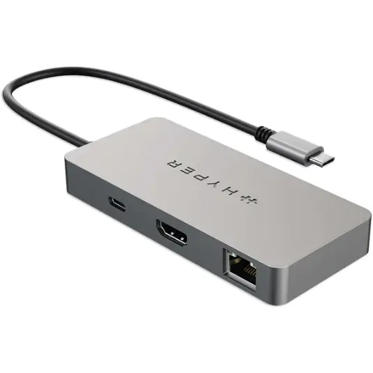 Hyper Statie de andocare Hyper Drive WWCB Hub 5-in-1 cu alimentare PD de 100 W, tip pass-thru, Argintiu
