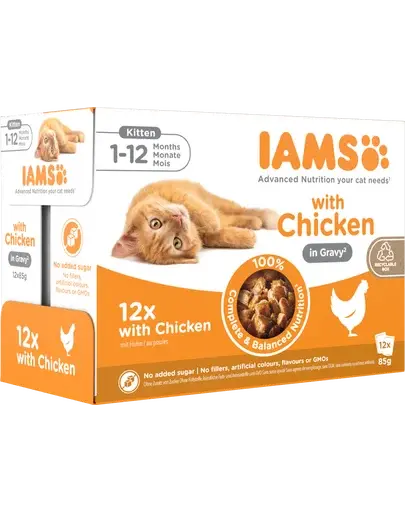 IAMS Advanced Nutrition Kitten Chicken in Gravy Pouch 12x85g hrană umedă pisoi, pui în sos