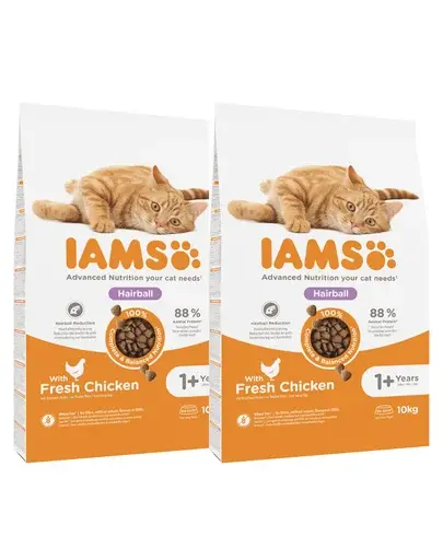 IAMS for Vitality Hrana uscata pentru pisici adulte, pentru inlaturarea ghemotoacelor de blana, cu pui 20 kg (2 x 10 kg)