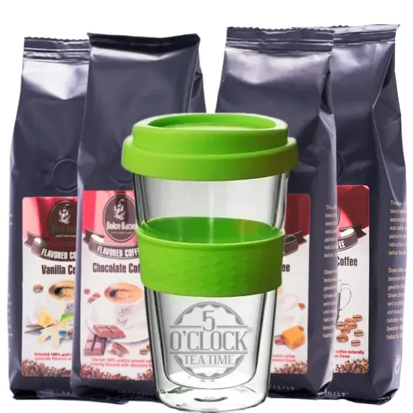 Iced Coffee Kit (Selectie de 4 cafele cu arome pentru Iced Coffee + 1 Pahar ThermoCup)
