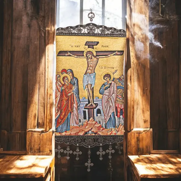 Icoană Tapiserie Fină – Răstignirea Mântuitorului Iisus Hristos - Default Title