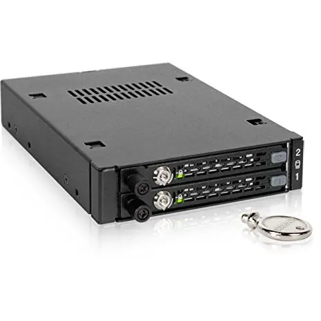 Icy Dock Rack HDD/SSD Icy Dock ToughArmor EX MB492SKL-B, Dual Bay, 2.5 inch SAS/SATA, pentru Bay 3.5 inch