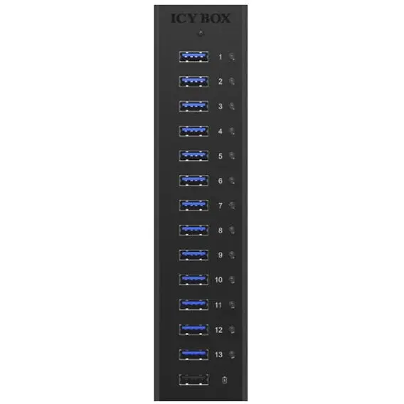 ICYBOX Hub USB Icy Box IB-AC6113, 13x USB 3.0, activ, Plug & Play, Negru