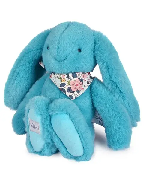 Iepuras Doudou - jucarie de plus, 25 cm, turcoaz