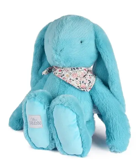 Iepuras Doudou - jucarie de plus, 50 cm, turcoaz