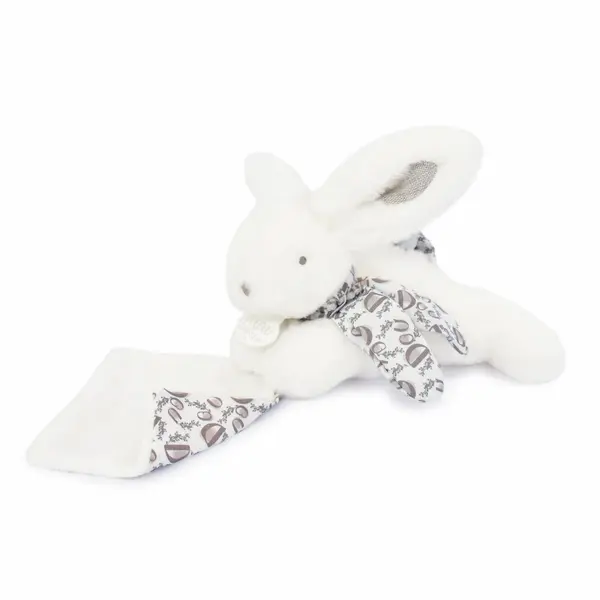 Iepuras Doudou - jucarie de plus cu paturica, 16 cm alb