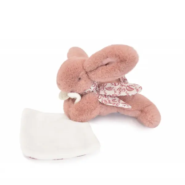 Iepuras Doudou - jucarie de plus cu paturica, 16 cm roz