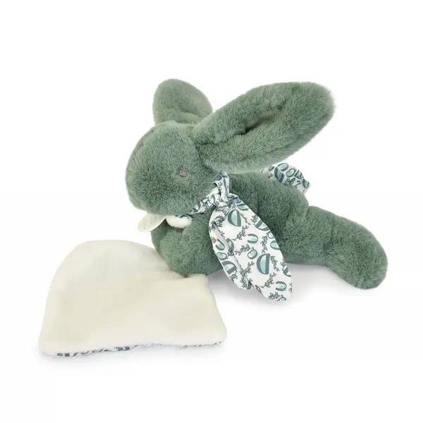 Iepuras Doudou - jucarie de plus cu paturica, 16 cm vernil