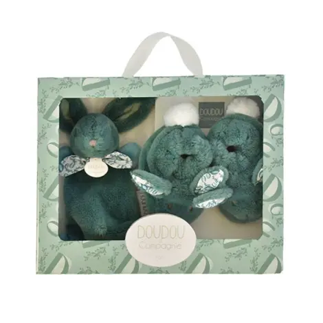 Iepuras Doudou - Set Pantofiori si Jucarie de Plus, verde