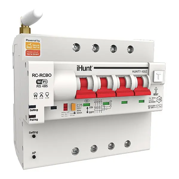 iHunt Home WIFI Smart Metering Leakage Circuit Breaker 4P 16A - Siguranta automata inteligenta cu contorizare