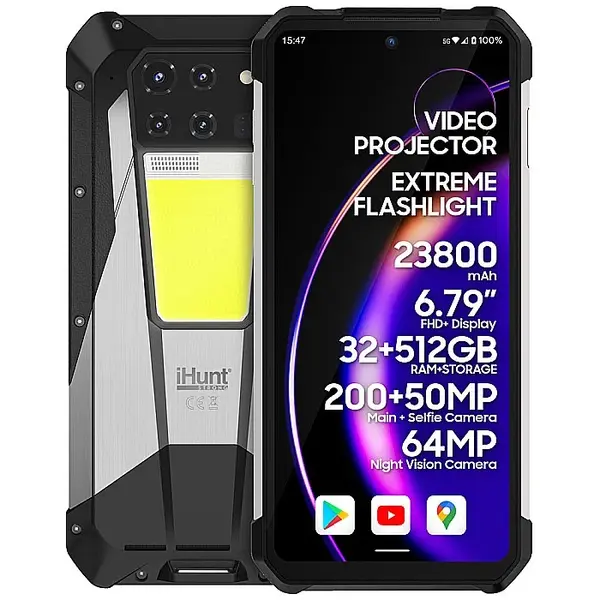 iHunt Tank 3 PRO cu Proiector Video, 5G, Dual SIM, 6.79 120Hz, Dimensity 8200, 16GB RAM, 512GB, NFC, 23800mAh, Android 14