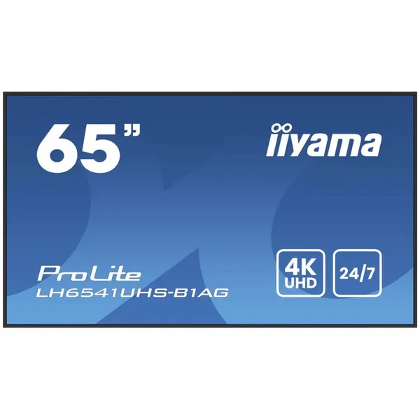 IIYAMA Ecran Profesional Iiyama 65 LH6541UHS-B1AG, 4K UHD 3840 x 2160, HDMI, Boxe, 6.5 ms, Negru