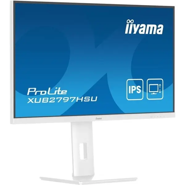 IIYAMA Monitor Iiyama 27 XUB2797HSU-W2, Full HD (1920 x 1080), HDMI, DisplayPort, Pivot, Boxe, 100 Hz, 1 ms, Alb