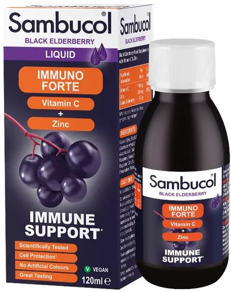 Immuno Forte Vitamin C + Zinc Sirop, 120 ml, Sambucol