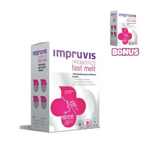 Impruvis Probiotics Fast Melt 1g. aroma de zmeura si capsuni, 10 Plicuri